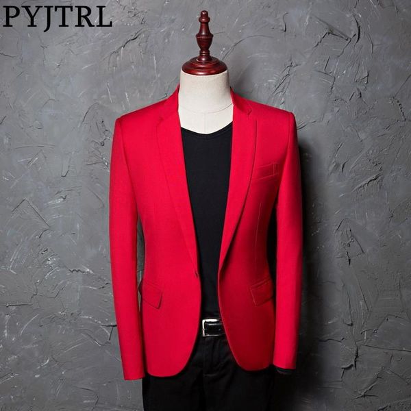 men's suits & blazers pyjtrl brand casual red suit jacket wedding slim fit men blazer stage costumes for singers costume homme, White;black
men's suits & blazers pyjtrl brand casual red suit jacket wedding slim fit men blazer stage costumes for singers costume homme, White;black