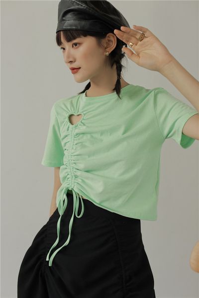 2021 new neon green drawstring basic tshirt women summer t casual designer heart cut out crop tee shirt femme ugyh, White
2021 new neon green drawstring basic tshirt women summer t casual designer heart cut out crop tee shirt femme ugyh, White