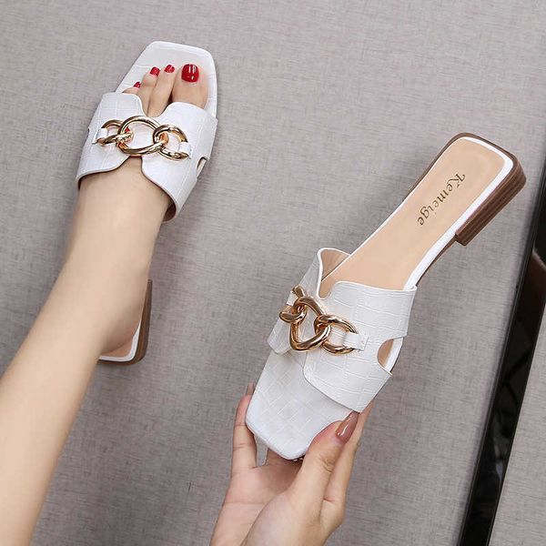 summer korean metal button flat slippers simple fashion women's shoes one line beach, Black
summer korean metal button flat slippers simple fashion women's shoes one line beach, Black