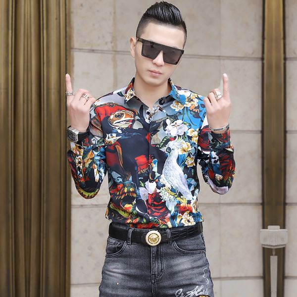 2021 european style luxury men's shirts printed long casual sleeve thin shirt streetwear social clothing mark male clothes chemse homme, White;black
2021 european style luxury men's shirts printed long casual sleeve thin shirt streetwear social clothing mark male clothes chemse homme, White;black