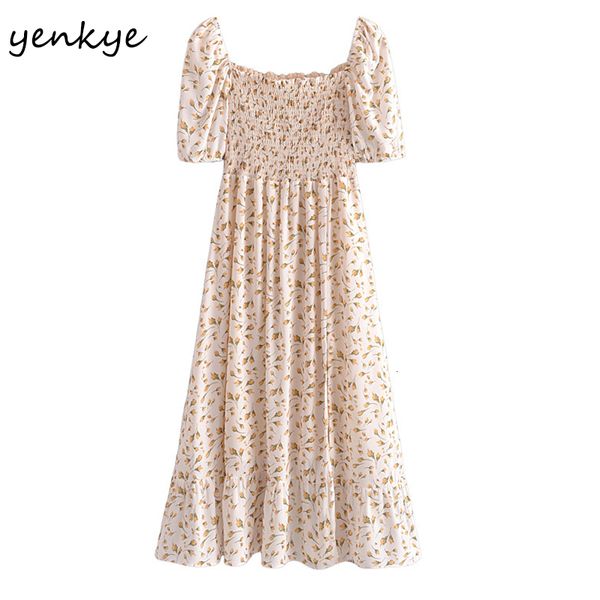 2021 new vintage floral print chiffon women elegant square neck slits vestido female summer holiday party es amhx, Black;gray
2021 new vintage floral print chiffon women elegant square neck slits vestido female summer holiday party es amhx, Black;gray