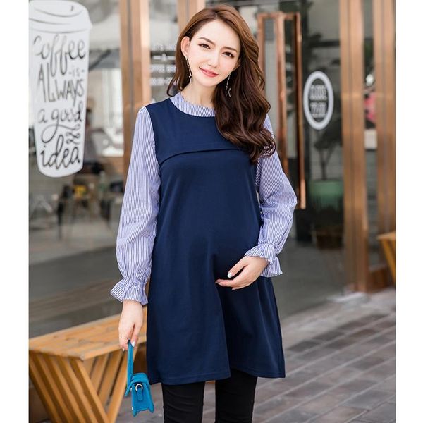maternity dresses autumn long sleeve stand collar fake two pieces striped breastfeeding dress clothes for pregnant women, White
maternity dresses autumn long sleeve stand collar fake two pieces striped breastfeeding dress clothes for pregnant women, White