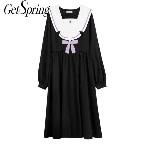 getsring women dress lantern sleeve sailor collar black vintage dresses long fashion 210601, Black;gray
getsring women dress lantern sleeve sailor collar black vintage dresses long fashion 210601, Black;gray
