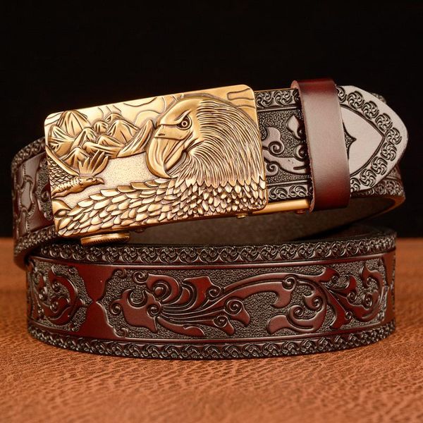 belts alloy eagle automatic buckle men's belt genuine leather floral pressed strap for men luxury cowskin dress, Black;brown
belts alloy eagle automatic buckle men's belt genuine leather floral pressed strap for men luxury cowskin dress, Black;brown