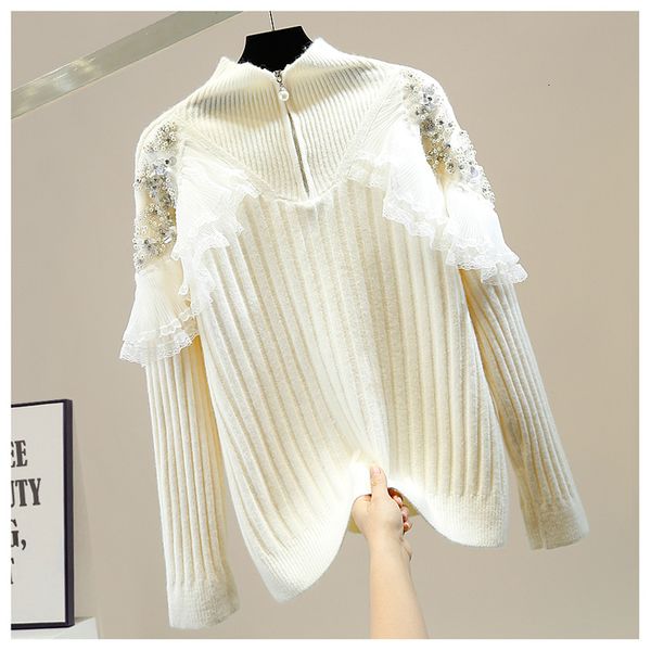 woman's jersey-studded crystal-granules sequins sweet flower lace lotus leaf high collar let loose sweater jumper wf2i, White;black
woman's jersey-studded crystal-granules sequins sweet flower lace lotus leaf high collar let loose sweater jumper wf2i, White;black