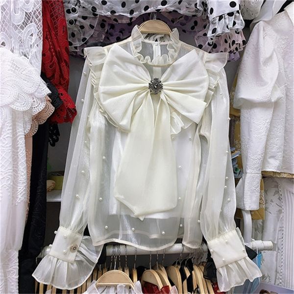 mode female blouse long sleeves flare ruffles curly collar big bowknot temperament two-piece senior lady's shirt mitu, Black
mode female blouse long sleeves flare ruffles curly collar big bowknot temperament two-piece senior lady's shirt mitu, Black