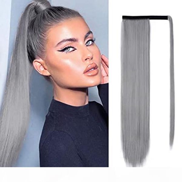 silver grey long high straight ponytail extension wrap around pony tail clip in hairpiece human hair extensions for women, Black
silver grey long high straight ponytail extension wrap around pony tail clip in hairpiece human hair extensions for women, Black