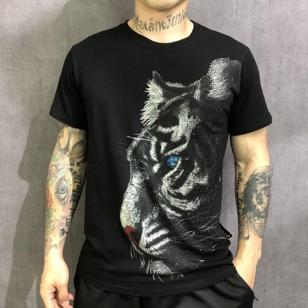 men's t-shirts mens fashion summer crystal tiger cotton t-shirt gothic short sleeve tees streetwear brand slim fit male o neck, White;black
men's t-shirts mens fashion summer crystal tiger cotton t-shirt gothic short sleeve tees streetwear brand slim fit male o neck, White;black