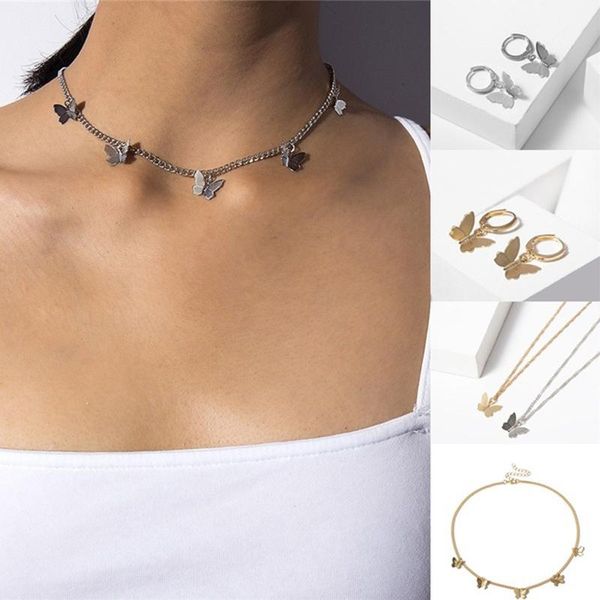 earrings & necklace tiny single layer clavicle chain temperament super fairy butterfly hoop earring jewelry set friendship gift, Silver
earrings & necklace tiny single layer clavicle chain temperament super fairy butterfly hoop earring jewelry set friendship gift, Silver