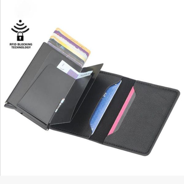 card holders yambuto men's holder metal aluminum shell anti-degaussing automatic case rfid bank small wallet pu leather box, Brown;gray
card holders yambuto men's holder metal aluminum shell anti-degaussing automatic case rfid bank small wallet pu leather box, Brown;gray