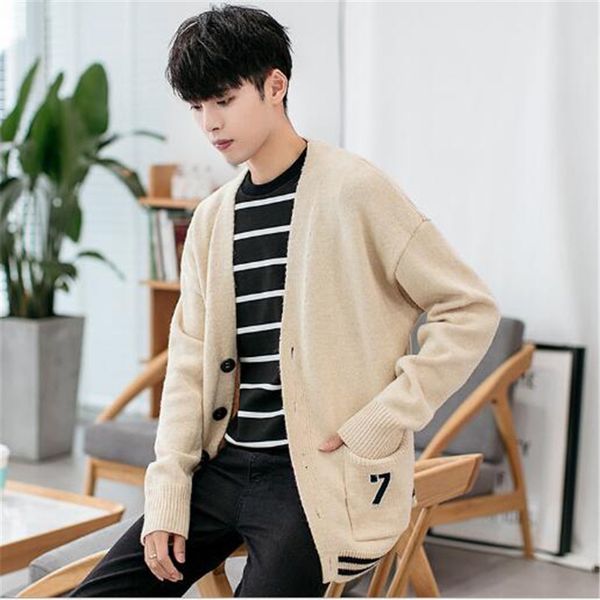 new men's han edition cardigan v trend single row spring and autumn sweater abzn, White;black
new men's han edition cardigan v trend single row spring and autumn sweater abzn, White;black