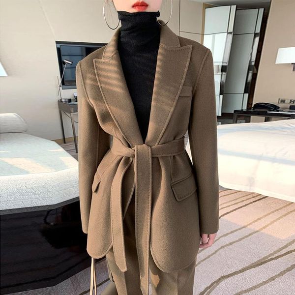 women's two piece pants 2021 autumn winter women office casual set lady solid lace up blazer wide leg female elegant thick suit l815, White
women's two piece pants 2021 autumn winter women office casual set lady solid lace up blazer wide leg female elegant thick suit l815, White