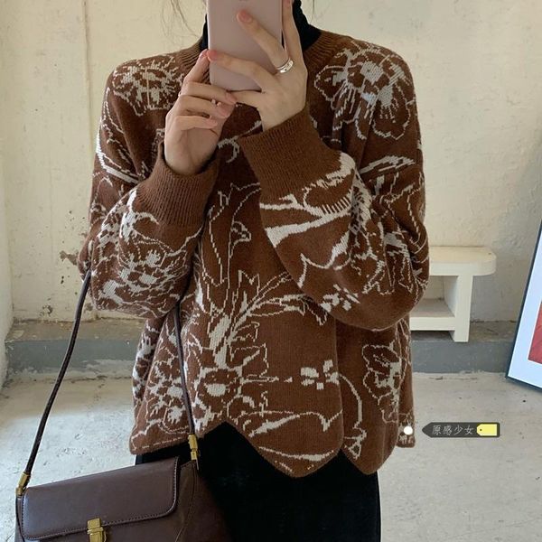 women's sweaters korean arrival winter loose floral round neck women knitted jumper female elegant oversize pullovers for ladies, White;black
women's sweaters korean arrival winter loose floral round neck women knitted jumper female elegant oversize pullovers for ladies, White;black