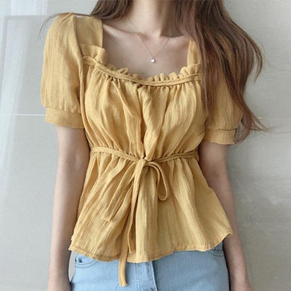 women's blouses & shirts woherb korean chic square collar blouse women lace-up slim waist blusas 2021 summer elegant solid shirt sweet, White
women's blouses & shirts woherb korean chic square collar blouse women lace-up slim waist blusas 2021 summer elegant solid shirt sweet, White