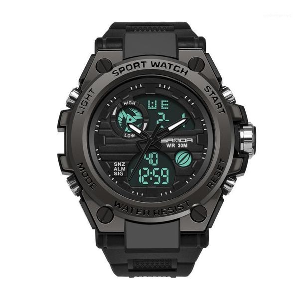 men sport watch dual display quartz led digital clock waterproof silicone strap military wristwatch relogio masculino wristwatches, Slivery;brown
men sport watch dual display quartz led digital clock waterproof silicone strap military wristwatch relogio masculino wristwatches, Slivery;brown