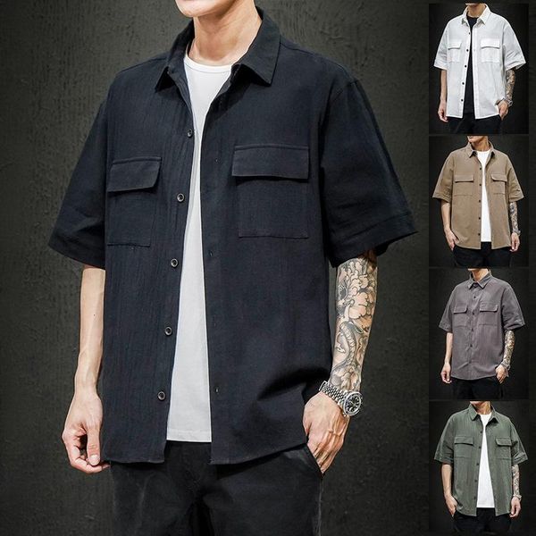 men's casual shirts #2456 summer plus size 5xl men cotton linen short sleeve single breasted blousers male vintage pockets white black
men's casual shirts #2456 summer plus size 5xl men cotton linen short sleeve single breasted blousers male vintage pockets white black