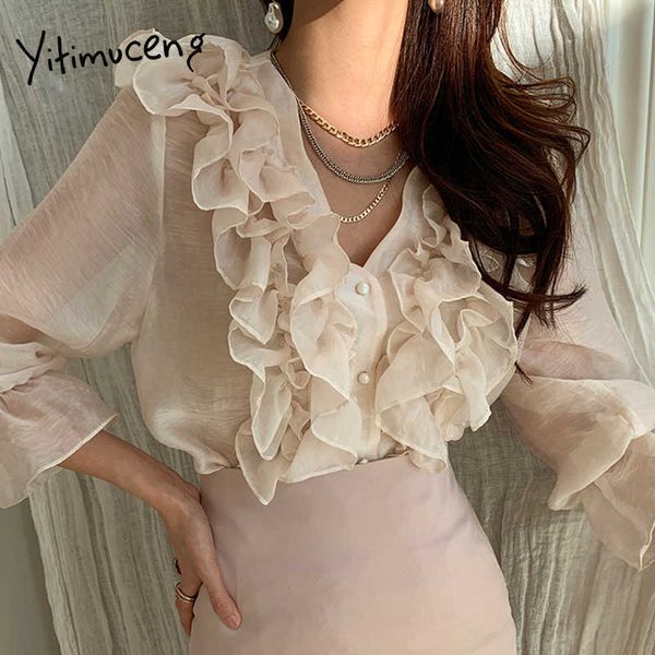 yitimuceng ruffles blouse woman oversize office lady fashion long flare sleeve v-neck shirts solid pink spring summer 210601, White
yitimuceng ruffles blouse woman oversize office lady fashion long flare sleeve v-neck shirts solid pink spring summer 210601, White