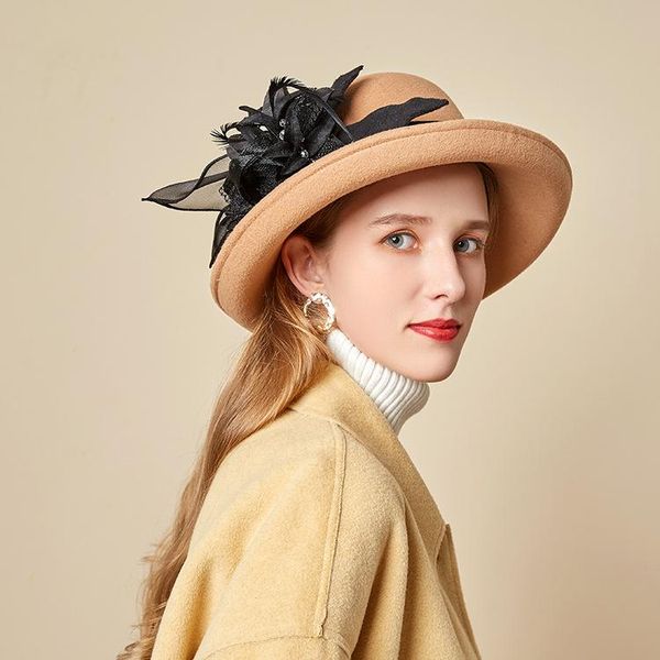 beanies autumn winter elegant bowler hat ladies woolen bucket feather net yarn flowers fur felt
beanies autumn winter elegant bowler hat ladies woolen bucket feather net yarn flowers fur felt