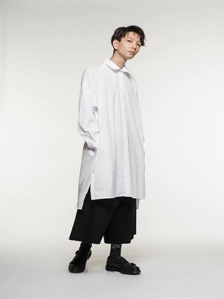 men's casual shirts spring and autumn long lapel single breasted solid sleeve shirt collar back button design dress asymmetry, White;black
men's casual shirts spring and autumn long lapel single breasted solid sleeve shirt collar back button design dress asymmetry, White;black