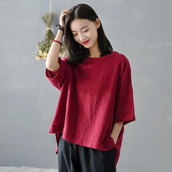women vintage cotton linen t-shirts solid color irregular 2021 new summer short sleeve irregular women t-shirts mh163, White
women vintage cotton linen t-shirts solid color irregular 2021 new summer short sleeve irregular women t-shirts mh163, White