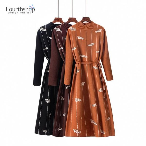 casual dresses fashion 2021 winter knitted sweater dress women warm floral sashes long sleeved mid-calf female women's clothes, Black;gray
casual dresses fashion 2021 winter knitted sweater dress women warm floral sashes long sleeved mid-calf female women's clothes, Black;gray