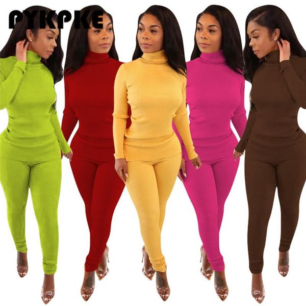 women's two piece pants ribbed tracksuit turtleneck sweater and set knitted outfits, White
women's two piece pants ribbed tracksuit turtleneck sweater and set knitted outfits, White
