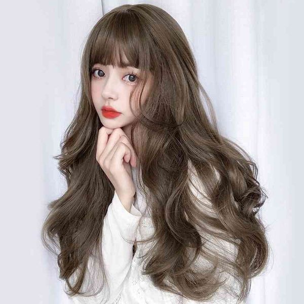 women's long natural wig full head curly big wave style air bangs imitation human hair wig set, Black
women's long natural wig full head curly big wave style air bangs imitation human hair wig set, Black