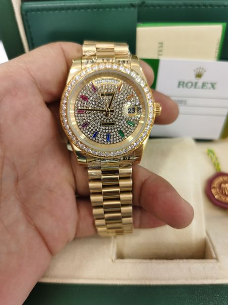 with original box selling luxury watches wristwatch 18k yellow gold diamond dial & bezel 18038 automatic mens men's watch 5899, Slivery;brown
with original box selling luxury watches wristwatch 18k yellow gold diamond dial & bezel 18038 automatic mens men's watch 5899, Slivery;brown