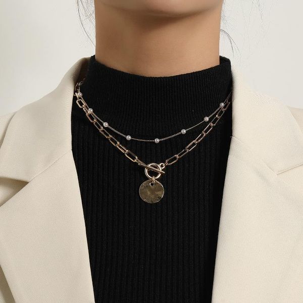 pendant necklaces double layer fashion geometric circle sequins necklace personality pearl round beads clavicle chokers jewelry, Silver
pendant necklaces double layer fashion geometric circle sequins necklace personality pearl round beads clavicle chokers jewelry, Silver