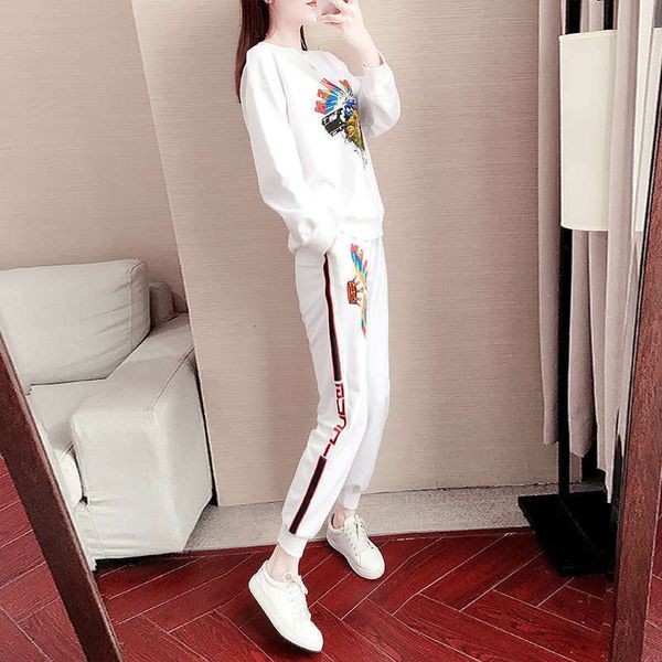 women's solid autumn tracksuits color printing sports fashion leisure suit 2-piece set, Gray
women's solid autumn tracksuits color printing sports fashion leisure suit 2-piece set, Gray