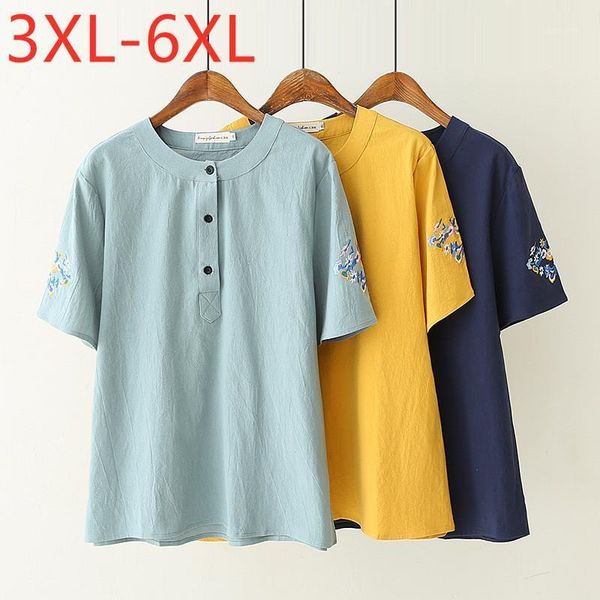 women's t-shirt 2021 ladies summer plus size for women large short sleeve loose cotton linen blue embroidery 3xl 4xl 5xl 6xl, White
women's t-shirt 2021 ladies summer plus size for women large short sleeve loose cotton linen blue embroidery 3xl 4xl 5xl 6xl, White