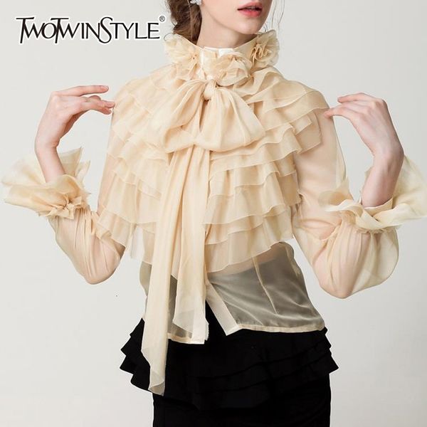 twotwinstyle perspective female bowknot flare long sleeve ruffle shirt blouse women korean fashion clothes 2021 spring cx200617, White
twotwinstyle perspective female bowknot flare long sleeve ruffle shirt blouse women korean fashion clothes 2021 spring cx200617, White