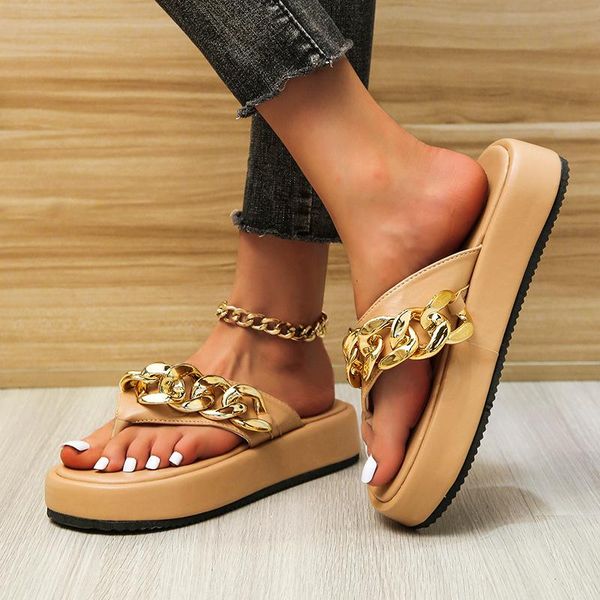 slippers summer metal chain sandals women flip-flops platform soft punk beach slides flat shoes female casual, Black
slippers summer metal chain sandals women flip-flops platform soft punk beach slides flat shoes female casual, Black