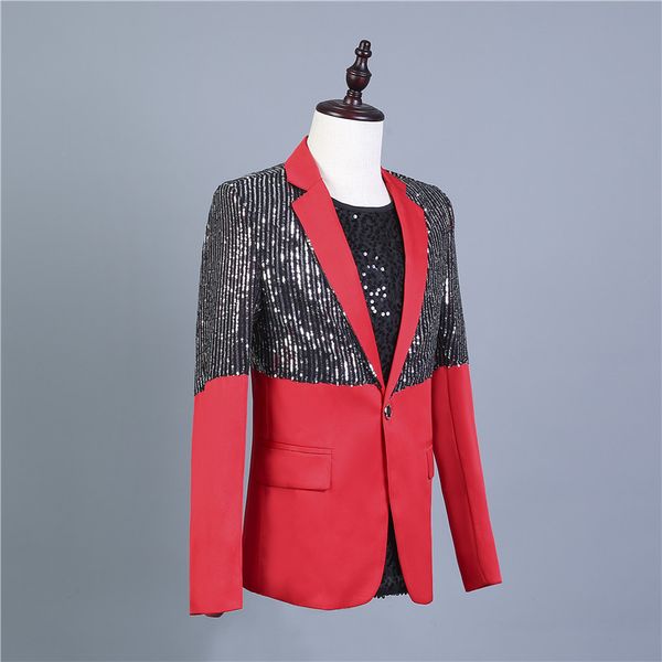 shining sequins black red stitching blazer mens spring summer stage performance clothing singer chorus host costume casual coat
shining sequins black red stitching blazer mens spring summer stage performance clothing singer chorus host costume casual coat