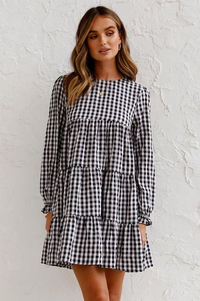 casual dresses plaid long sleeved mini spring summer autumn clothes dress for women's vetement femme 2021 vintage female, Black;gray
casual dresses plaid long sleeved mini spring summer autumn clothes dress for women's vetement femme 2021 vintage female, Black;gray