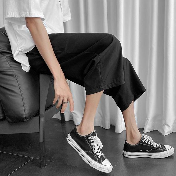 men's pants men ice silk casual male trousers oversized loose solid color man wide straight calf-length for, Black
men's pants men ice silk casual male trousers oversized loose solid color man wide straight calf-length for, Black