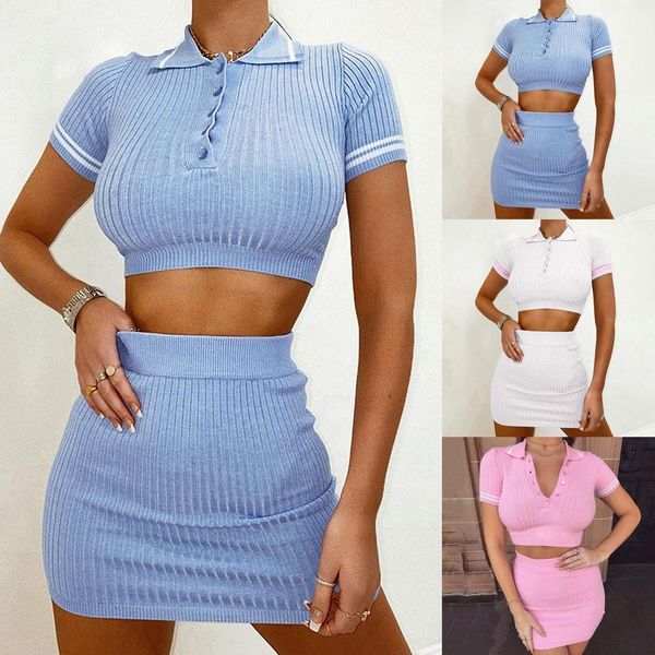 two piece set women's fashion summer knit solid slim fit crop skirt two piece outfits ropa de mujer, Gray
two piece set women's fashion summer knit solid slim fit crop skirt two piece outfits ropa de mujer, Gray