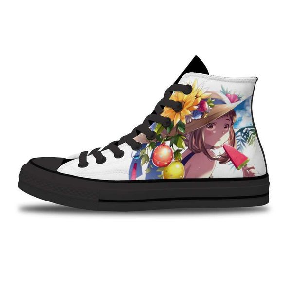 my hero academia japanese diy cartoon printed sports non-slip for men's trend high-canvas shoes