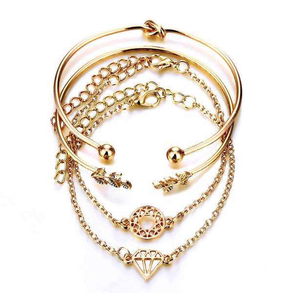 famshin 4 pcs/set fashion bohemia leaf knot hand cuff link chain charm bracelet bangle for women gold bracelets femme jewelry q0719, Black
famshin 4 pcs/set fashion bohemia leaf knot hand cuff link chain charm bracelet bangle for women gold bracelets femme jewelry q0719, Black