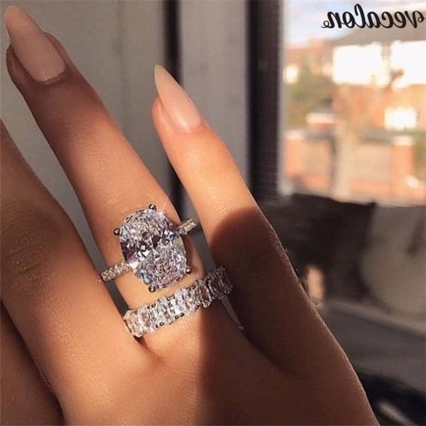 vecalon classic 925 sterling silver ring set oval cut 3ct diamond cz engagement wedding band rings for women bridal bijoux, Slivery;golden
vecalon classic 925 sterling silver ring set oval cut 3ct diamond cz engagement wedding band rings for women bridal bijoux, Slivery;golden
