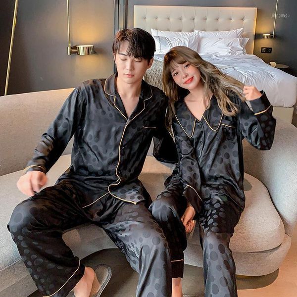 couple polka dot jacquard pajamas set spring lovers men women long sleeve pants sleepwear satin homewear nightwear men's, Black;brown
couple polka dot jacquard pajamas set spring lovers men women long sleeve pants sleepwear satin homewear nightwear men's, Black;brown