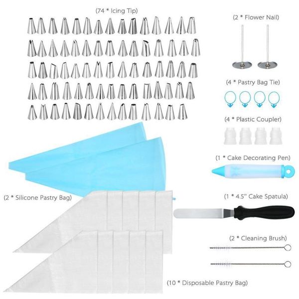 baking & pastry tools 100 pcs bags +74 nozzle set bag tips kitchen diy icing piping cream cake decorating decoration accessories
baking & pastry tools 100 pcs bags +74 nozzle set bag tips kitchen diy icing piping cream cake decorating decoration accessories