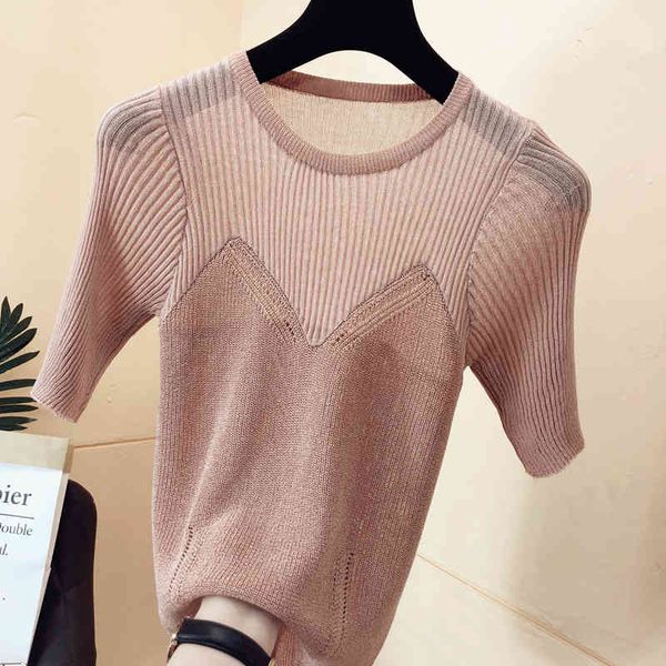 bandeau stitching glitter silk bright korean women's round neck short-sleeved western-style bottoming shirt 210525, White
bandeau stitching glitter silk bright korean women's round neck short-sleeved western-style bottoming shirt 210525, White