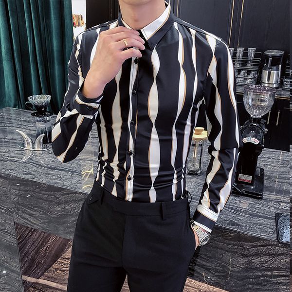 black/gray long sleeve striped shirts for men's clothes 2021 simple adjustment fine all casual business blouse homme streetwear dffi, White;black
black/gray long sleeve striped shirts for men's clothes 2021 simple adjustment fine all casual business blouse homme streetwear dffi, White;black