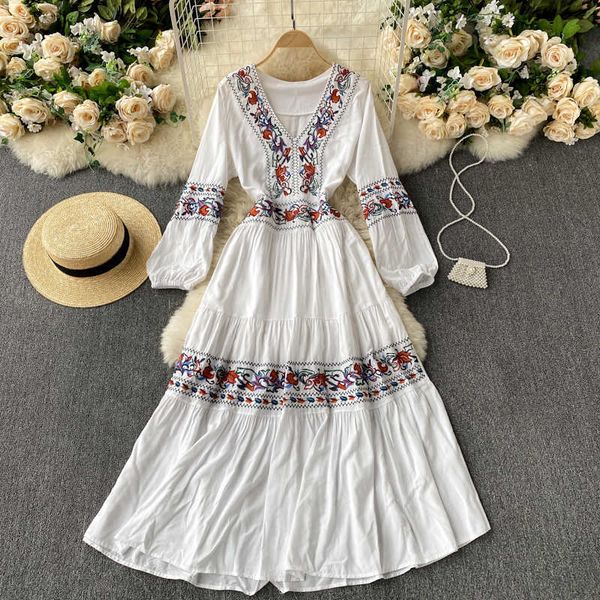 bohemian embroidered runway style mid dress women v-neck lantern sleeve spring fall casual cotton and line beach vestidos 210525, Black;gray
bohemian embroidered runway style mid dress women v-neck lantern sleeve spring fall casual cotton and line beach vestidos 210525, Black;gray