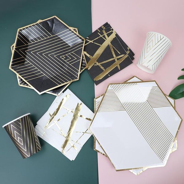 disposable dinnerware black gold foil tableware sets party paper plates straw kraft decor baby shower birthday supplies
disposable dinnerware black gold foil tableware sets party paper plates straw kraft decor baby shower birthday supplies