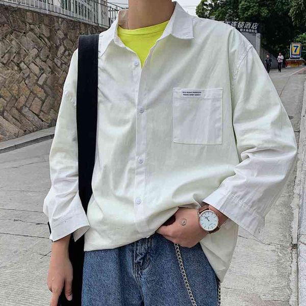 men's casual shirts summer solid color korean fashion loose harajuku streetwear social three-quarter sleeve xwx4, White;black
men's casual shirts summer solid color korean fashion loose harajuku streetwear social three-quarter sleeve xwx4, White;black