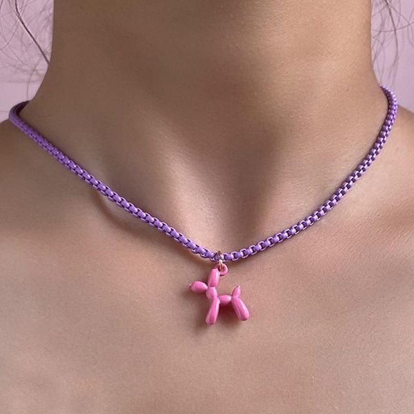 chains 2021 purple balloon dog puppy charm necklace for women enamelled box chain simple girls daily sweet korean jewelry, Silver
chains 2021 purple balloon dog puppy charm necklace for women enamelled box chain simple girls daily sweet korean jewelry, Silver