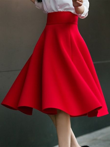 women skirt fashion high waist pleated womens back zipper solid color elegant knee length saia midi red, Black
women skirt fashion high waist pleated womens back zipper solid color elegant knee length saia midi red, Black