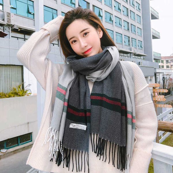 herringbone stitching imitation cashmere scarf in autumn and winter of 20 women's east gate two-color thickened bib shawl, Blue;gray
herringbone stitching imitation cashmere scarf in autumn and winter of 20 women's east gate two-color thickened bib shawl, Blue;gray